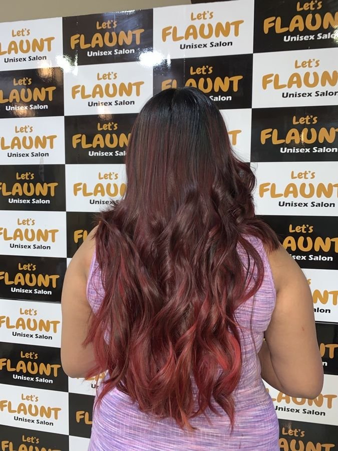 Burgundy Curls at Let's Flaunt salon, Mallasandra Bengaluru